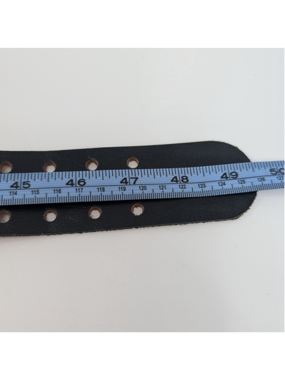 Black Top Grain Leather Triple Prong Belt XL 42-44 USA Made Punk Moto Goth - Picture 7 of 16